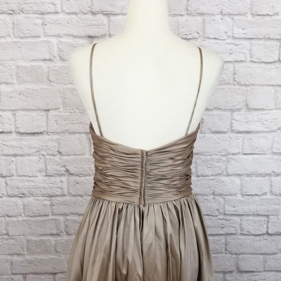 Watters & Watters ruched bodice gold taupe sweetheart neckline gown size 12XL - Picture 7 of 9
